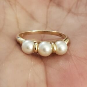 Trio pearl 14k yg ring